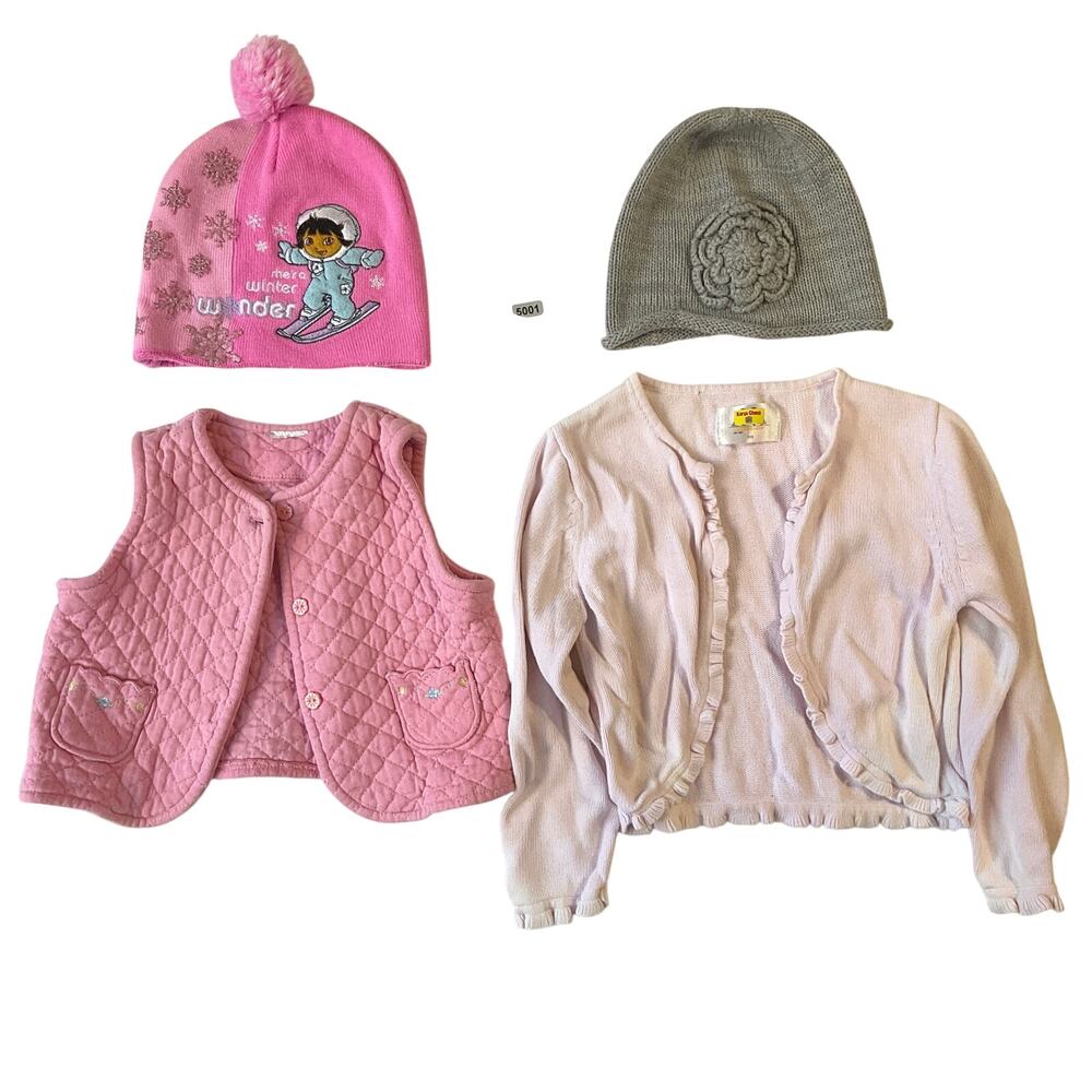 Nick Jr & a Gray Beanie | Sleeveless Pink Vest | Pink Cardigan size 12M-18M Girl